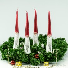 4 Tafelkerzen 25cm Weihnachtsmann Adventskerze Spitzkerzen Leuchterkerze