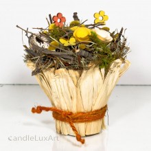 Natur Ostertopf mit Eier - Osterdeko - 14cm