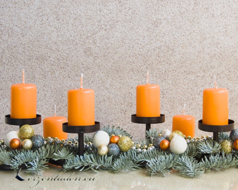 Adventskerzen 6er Set - orange - 6cm