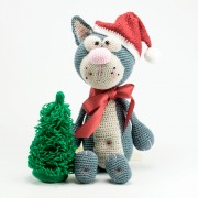 Weichnachts Katze 42cm - Strickware Amigurumi Handmade