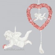 Engel im Rosenkranz mit Tasche hängend L-20cm