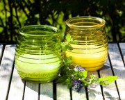 Gartenkerze Outdoor Citronella in geriffeltem Glas - Hellgrün