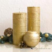 Kugelkerze Gold mit Spirale - 8cm