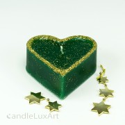 Herz Kerze Weihnachten mit Goldrand grün