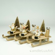 Holz Schlitten Weihnachtsfiguren 3 Varianten