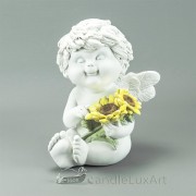 Engel Igor Sommer Sonnenblume sitzend 2 Blumen 18cm