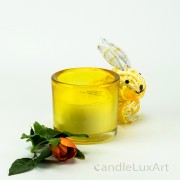 Kerze im Rundglas - gelb ohne Dekor