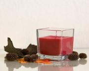 Kerze im Würfel-Glas - Rot