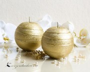 Kugelkerze Gold mit Spirale - 8cm