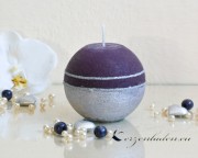 Kugelkerze Royal Silberverzierung - 8cm - lila