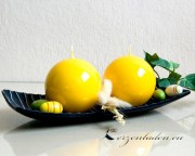 Kugelkerze Glanz lackiert - 8cm - gelb