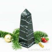 Obelisklkerze Tropfendesign - 15cm - schwarz weis