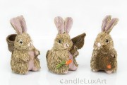 Natur Gras Hase mit Korb Karotte Sack  14cm