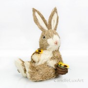 Natur Hase mit Sonnenblumen Korb seitlich - 26cm