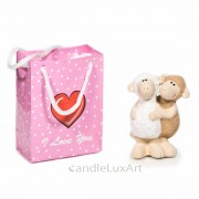 Keramik Schaf Paar Love mit Tasche - 10cm