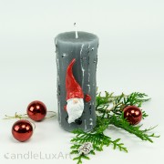 Stumpenkerze Weihnachtsmann 12cm grau