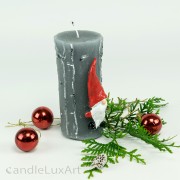 Stumpenkerze Weihnachtsmann 12cm grau