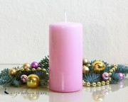 Stumpenkerze Hochglanz lackiert rosa - 12cm