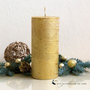 Stumpen Kerze Gold mit Spiraldeko - 15cm