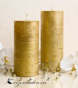 Stumpen Kerze Gold mit Spiraldeko - 15cm