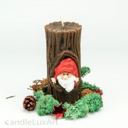 Stumpenkerze Baumstamm Weihnachtsmann 12,5cm braun