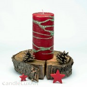 Stumpenlkerze Advent Tropfendesign - 15cm - rot gruen