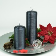 Stumpenkerze Adventskerze Graphit patiniert perlmut 12 - 18cm