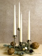 4er Tafelkerzen Spitzkerzen Set 32cm elfenbein matt getaucht