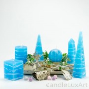 Pyramidenlkerze Tropfendesign - 15cm - Himmelblau weis