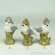 Vögel Weihnachtsfiguren 3 Varianten gold weis silber 11cm